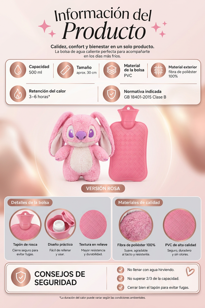Bolsa de agua caliente con peluche a juego